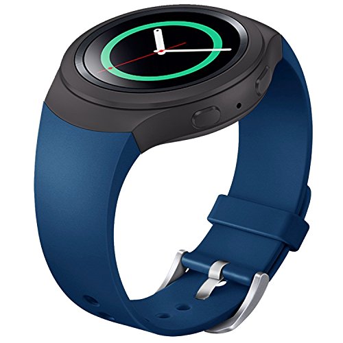 Product Cover FanTEK Band for Samsung Gear S2 - Soft Silicone Sports Style Replacement Strap Work for Samsung Gear S2 Smart Watch SM-R720 SM-R730 Version Only (Dark Blue)