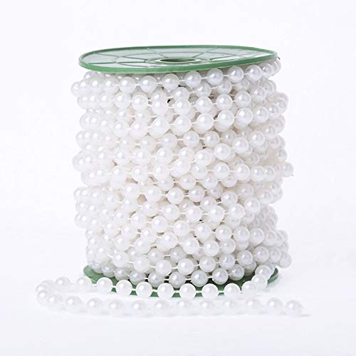 Product Cover WEISIPU 6mm Pearl Bead Garland Spool Rope for Christmas Wedding DIY Decoration Supplies 20M=65ft (White)