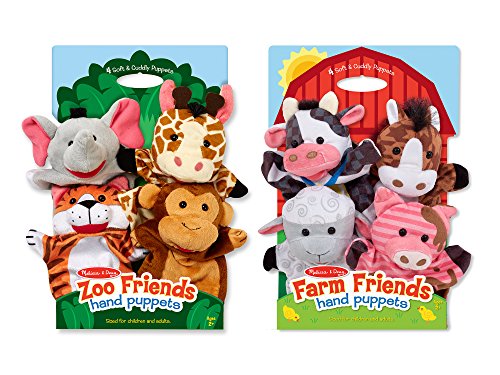 Product Cover Melissa & Doug Animal Hand Puppets Set, The Original Zoo Friends and Farm Friends (8 Puppets, Great Gift for Girls and Boys - Kids Toy Best for 2, 3, 4, 5 and 6 Year Olds)