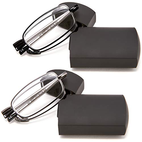 Product Cover DOUBLETAKE Reading Glasses - 2 Pairs Folding Readers Includes Glasses Case 1.50