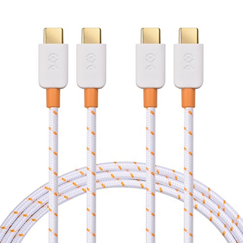 Product Cover Cable Matters 2-Pack USB C to USB C Cable (USB Type C Cable, USB-C Cable) with Braided Jacket 3.3 Feet in White for Samsung Galaxy S9, S8, Note 8, LG G6, V30, Nintendo Switch, Google Pixel and More