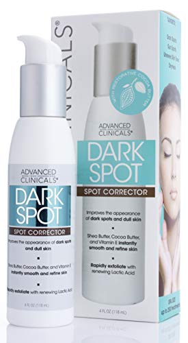 Product Cover Advanced Clinicals Dark Spot Cream Corrector with Shea Butter and Hyaluronic Acid. Anti-Aging cream targets Dark Spots, Age Spots and uneven skin tone. Large 4oz bottle with pump. (4oz)