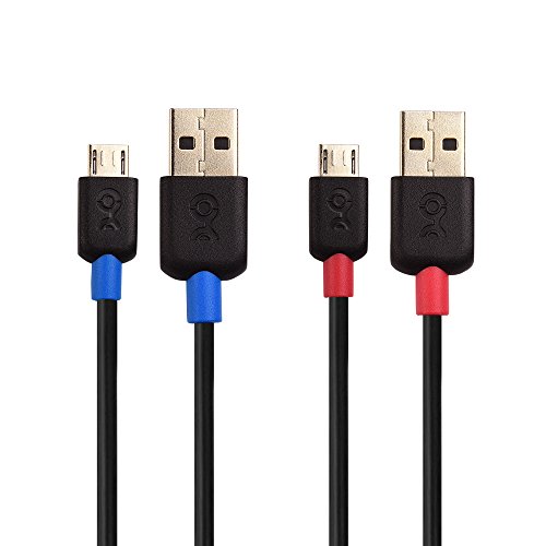 Product Cover Cable Matters 2-Pack USB to Micro USB Cable (Micro USB to USB 2.0 Cable, Micro USB Charging Cable) in Black 6 Feet
