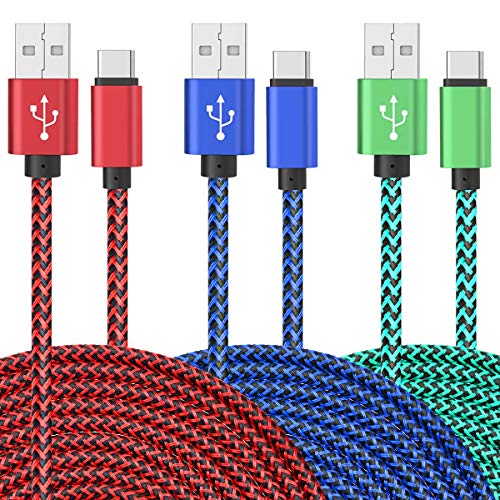 Product Cover USB C Cable, UNISAME 3 Pack 10Ft Heavy Duty Bold Braided USB Type C USB Fast Charging Cable for Galaxy S10 S10+ S10e S9 S8 Note 10 9 8 LG G7 G6 V40 V35 Oneplus 6T 7