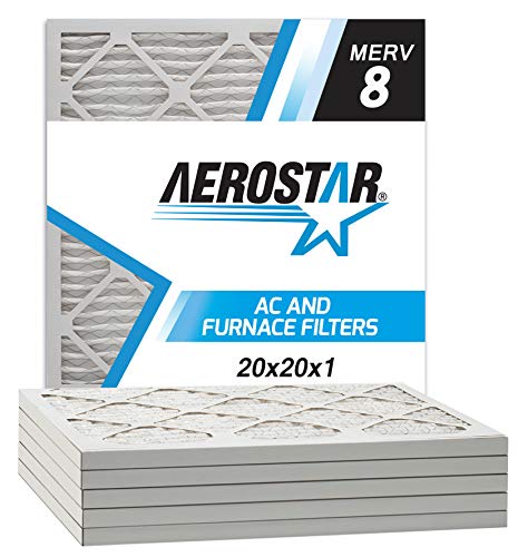 Product Cover Aerostar 20x20x1 MERV 8 Pleated Air Filter, Made in the USA, 6-Pack