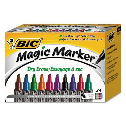 Product Cover BIC Magic Dry Erase Marker, Tank Style, Chisel Tip, Assorted Colors, 24-Count (packaging may vary)