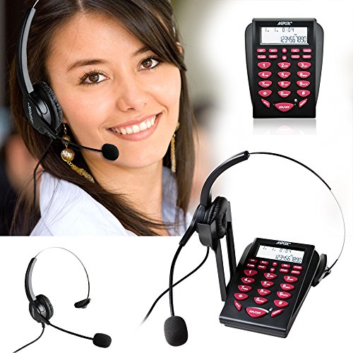 Product Cover AGPtEK Corded Telephone with Headset & Dialpad for House Call Center Office - Noise Cancellation