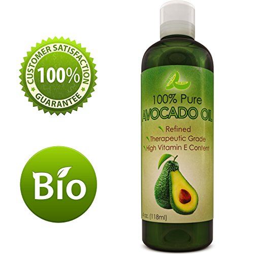Product Cover Avocado Oil For Hair Skin Nails Cold Pressed Antioxidant Nutrient Rich Oil Great as Massage Oil Anti-Aging Anti-Wrinkle Skin Care Shiny Hair With Vitamins A K E Healthy Fatty Acids for Women and Men