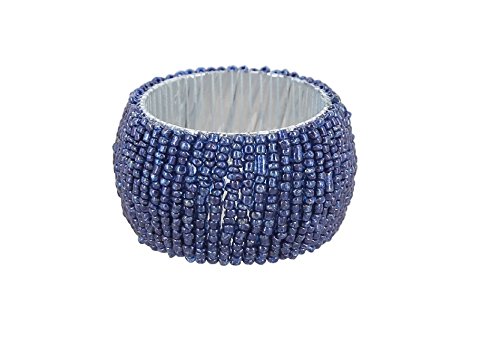 Product Cover ShalinIndia Beaded Napkin Rings - Set of 6 Rings -Blue Napkin Rings Set -Diameter-1.5 Inch