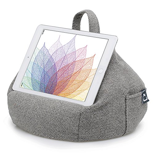 Product Cover iPad Pillow & Tablet Stand - Securely Holds Any Size Tablet, eReader or Book Upto 12.9 inches, Hands Free Comfort at Any Angle on Any Surface - Herringbone Grey, by iBeani