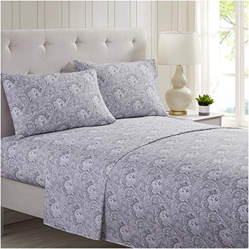 Product Cover Mellanni Bed Sheet Set Brushed Microfiber 1800 Bedding - Wrinkle, Fade, Stain Resistant - 4 Piece (Queen, Paisley Gray)