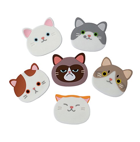 Product Cover YunKo QUTE Cat Cup Mat Silicone Rubber Coaster for Wine, Glass, Tea- Best Housewarming Beverage, Drink, Beer- Home House Kitchen Decor - Wedding Registry Gift Idea