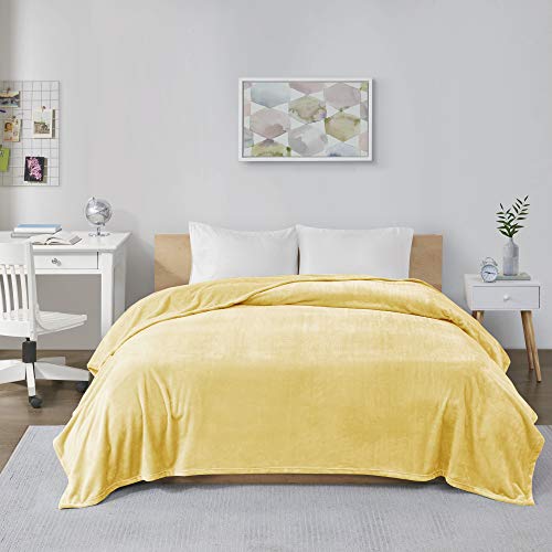 Product Cover Intelligent Design Microlight Plush Luxury Oversized Blanket Premium Soft Cozy For Bed, Couch or Sofa, Full/Queen, Yellow