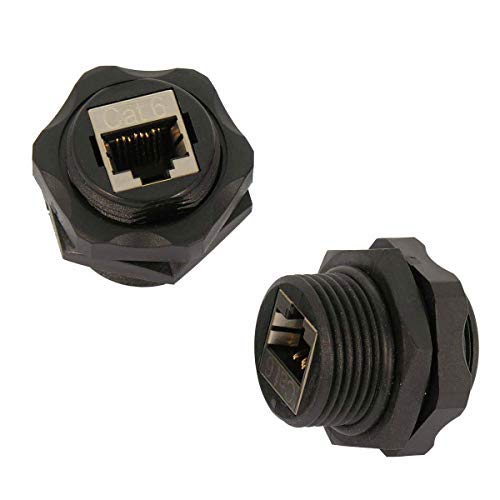 Product Cover InstallerParts CAT6 RJ45 Shielded Industrial Panel Mount Bulkhead Female/Female Feed Thru Coupler - Network Connectors - Capless (Single Pack, Black)