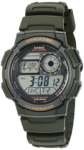 Product Cover Casio Men's '10-Year Battery' Quartz Resin Watch, Color:Green (Model: AE1000W-3AV)