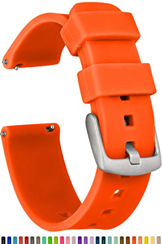 Product Cover GadgetWraps 20mm Gizmo Watch Silicone Watch Band Strap with Quick Release Pins - Compatible with Gizmo Watch, Amazfit, Samsung, Pebble - 20mm Quick Release Watch Band (Pure Orange, 20mm)