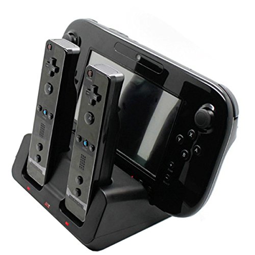 Product Cover Tekdeals 3-in-1 Charger Dock Charging Station Base with Two Rechargeable Batteries and USB Cable for Wii U Remote Gamepad Controller, Black
