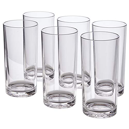 Product Cover Classic 16-Ounce Premium Quality Plastic Water Tumbler | Clear Set of 6