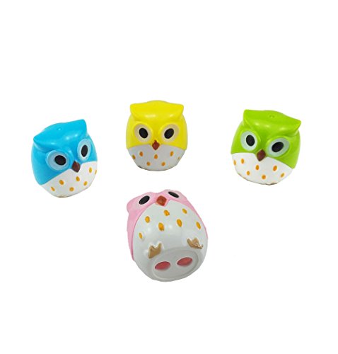 Product Cover yueton Pack of 4 Cute Cartoon Animal Owl Pattern Double Holes Pencil Sharpeners Creative Stationery School Prize for Kids