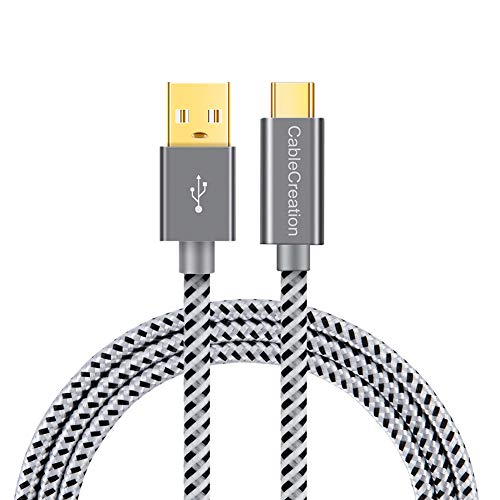 Product Cover USB Type C Cable, CableCreation 10ft Braided USB C to USB A Fast Charge Cord, with 56K Ohm Resistor, Compatible Galaxy S8/S8+/S9/S9+/S10, Pixel 3XL 2XL & More, 3M / Gray