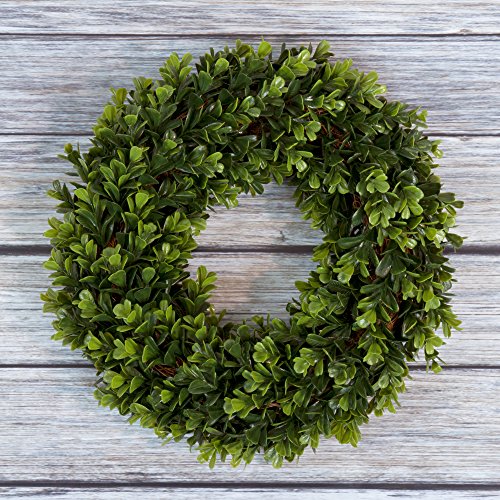 Product Cover Boxwood Wreath, Artificial Wreath for the Front Door by Pure Garden, Home Décor, UV Resistant - 12 Inches