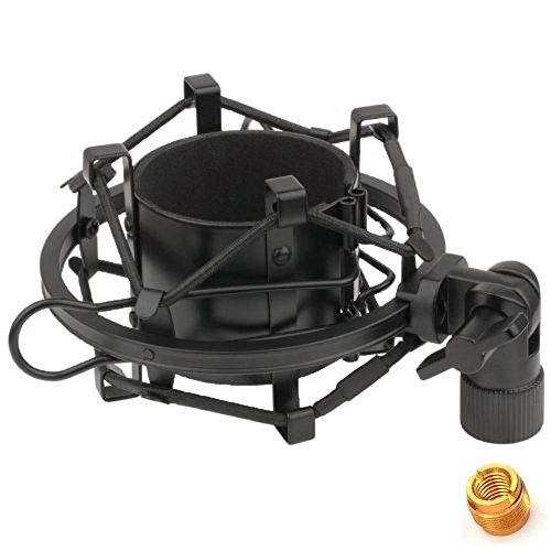 Product Cover ZRAMO TH106 Black Spider Universal Microphone Shock Mount Holder Adapter Clamp Clip for AT2020 USB PR40 RE20 AT4033a AT2050 Large Diameter Studio Condenser Mic Anti-Vibration Mic Holder