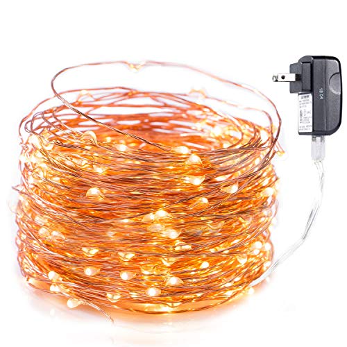 Product Cover 120 LED Fairy Lights 40FT Starry String Lights Waterproof Warm White on Copper Wire - UL Adaptor Included, Firefly Lights for Indoor Outdoor Christmas Decorative Patio Wedding Garden