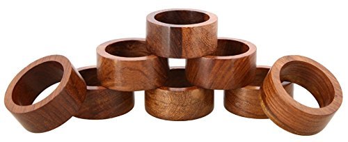 Product Cover ShalinIndia Artisan Crafted Dinner Table Decorations Wood Napkin Rings Set of 8 for Wedding Party