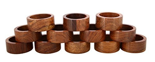 Product Cover ShalinIndia Handmade Party Decor Wooden Napkin Rings Set of 12 for Table Dinner Decoration