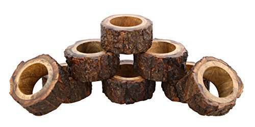Product Cover ShalinIndia Artisan Crafted Rustic Wooden Napkin Rings Set of 8 for Dinner Table Decoration