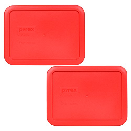 Product Cover Pyrex 7210-PC Rectangle Red 3 Cup Storage Lid for Glass Dish (2, Red)