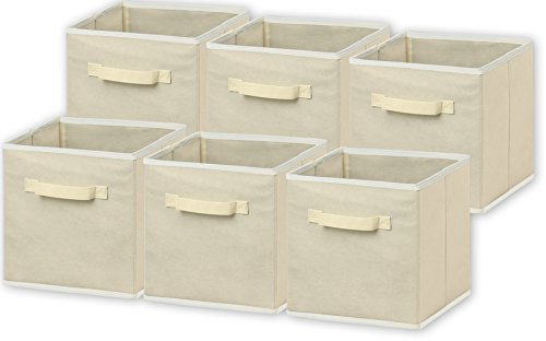 Product Cover 6 Pack - SimpleHouseware Foldable Cloth Storage Cube Basket Bins Organizer, Beige