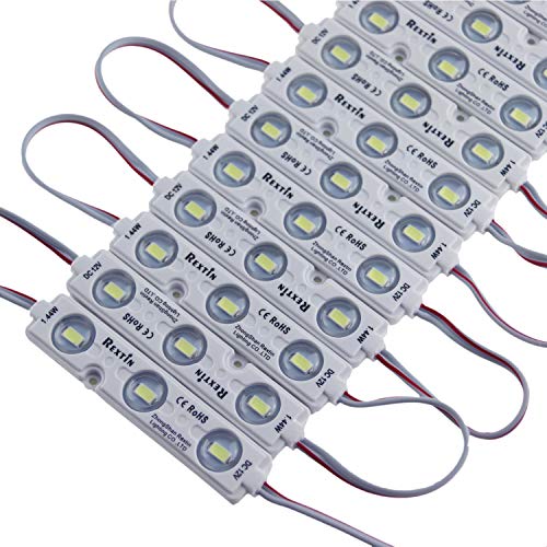 Product Cover Rextin Super bright 200pcs 3 LED Module White 5630 5730 SMD 40-45LM Per led Waterproof Decorative Light for Letter Sign Advertising Signs with Tape Adhesive Backside