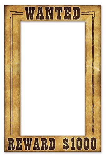 Product Cover Beistle 52158 Wanted Photo Booth Fun Selfie Frame Western Party Supplies, 15.5