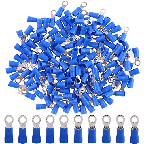Product Cover Hilitchi 100Pcs 16-14AWG Insulated Terminals Ring Electrical Wire Crimp Connectors (Blue, M4)