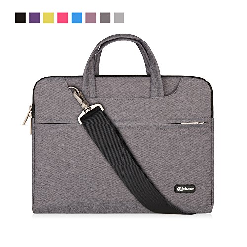 Product Cover Qishare 11.6 12 inch Laptop Case Laptop Shoulder Bag, Multi-functional Notebook Sleeve Carrying Case With Strap for Notebook Microsoft Surface Pro 6/5/4/3 Macbook Air 11 12(Gray)