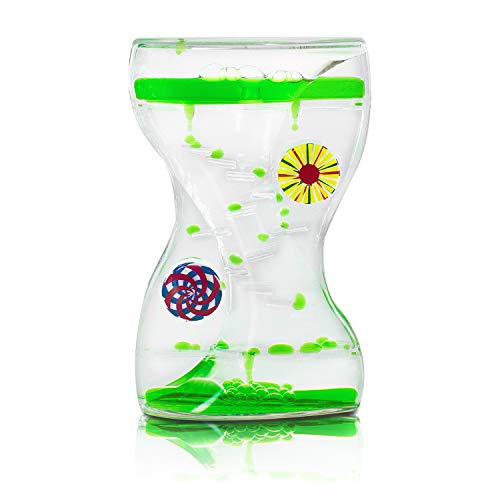 Product Cover Colorful Liquid Motion Bubbler Desk Sensory Toy Timer Zig Zag Floating Rotating Circles for Play, Fidgeting, Captivating Distraction by Super Z Outlet (Swirls)