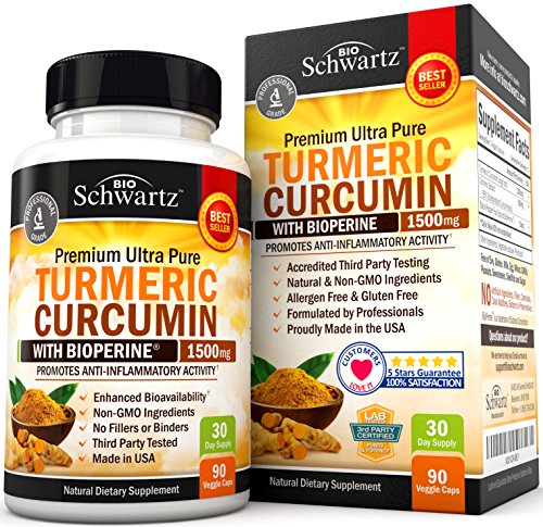 Product Cover Turmeric Curcumin with Bioperine 1500mg. Highest Potency Available. Premium Pain Relief & Joint Support with 95% Standardized Curcuminoids. Non-GMO, Gluten Free Turmeric Capsules with Black Pepper