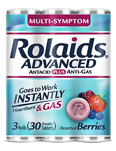 Product Cover Rolaids Advanced Strength Antacid Plus Anti Gas Tablets Rolls, 3 Rolls