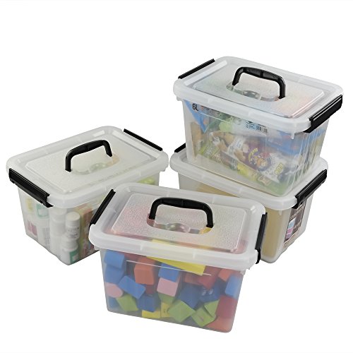 Product Cover Ggbin 6 Quart Clear Latch Storage Box with Black Handle and Latches - 4 Pack