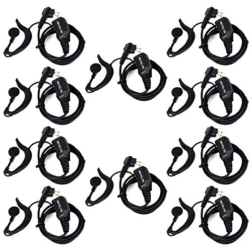 Product Cover Retevis Walkie Talkies Headset with Mic 2 Pin G Shape Volume Adjustable Earpiece for Motorola CP200 P100 CLS1410 GP2000 P1225 2 Way Radios (10 Pack)