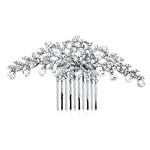 Product Cover Mariell Glistening Silver and Clear Crystal Petals Bridal, Wedding or Prom Hair Comb Accessory