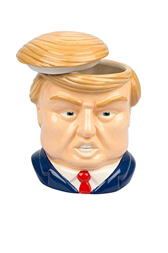 Product Cover Donald Trump Mug - 16oz Ceramic Coffee Mug with Toupee Lid - Make Coffee Great Again