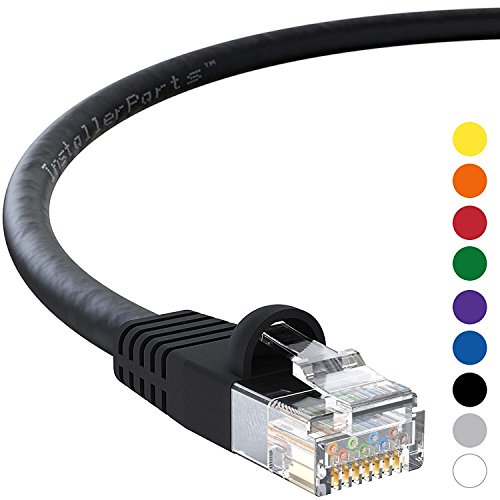 Product Cover InstallerParts CAT5E Ethernet Cable 125 FT Black - UTP Booted - Professional Series - 1 Gigabit/Sec Network/Internet Cable, 350MHZ