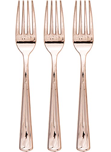 Product Cover Creative Converting 315135 Metallic Plastic Forks, Rose Gold, 24 ct