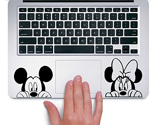 Product Cover Mickey and Minnie Peeking Up Disney - Trackpad Apple Macbook Laptop Vinyl Sticker Decal
