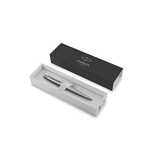 Product Cover Parker Jotter Ballpoint Pen, Stainless Steel with Chrome Trim, Medium Point, Blue Ink, Gift Box