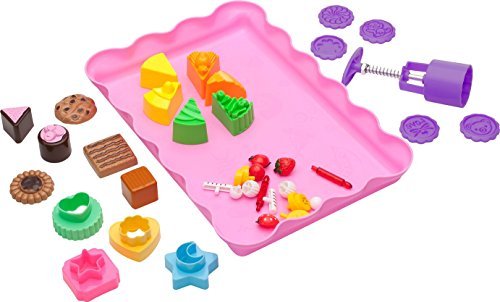 Product Cover Deluxe Cake and Cookie Sand Molds Kit (37 pcs) with Play Tray - Compatible with Kinetic Sand, Sands Alive, Brookstone...