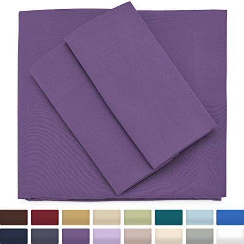 Product Cover Cosy House Collection Premium Bamboo Sheets - Deep Pocket Bed Sheet Set - Ultra Soft & Cool Bedding - Hypoallergenic Blend from Natural Bamboo Fiber - 4 Piece - (Queen, Purple)