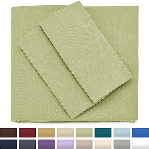 Product Cover Cosy House Collection Premium Bamboo Sheets - Deep Pocket Bed Sheet Set - Ultra Soft & Cool Breathable Bedding - Hypoallergenic Blend from Natural Bamboo Fiber - 4 Piece - Cal King, Sage Green